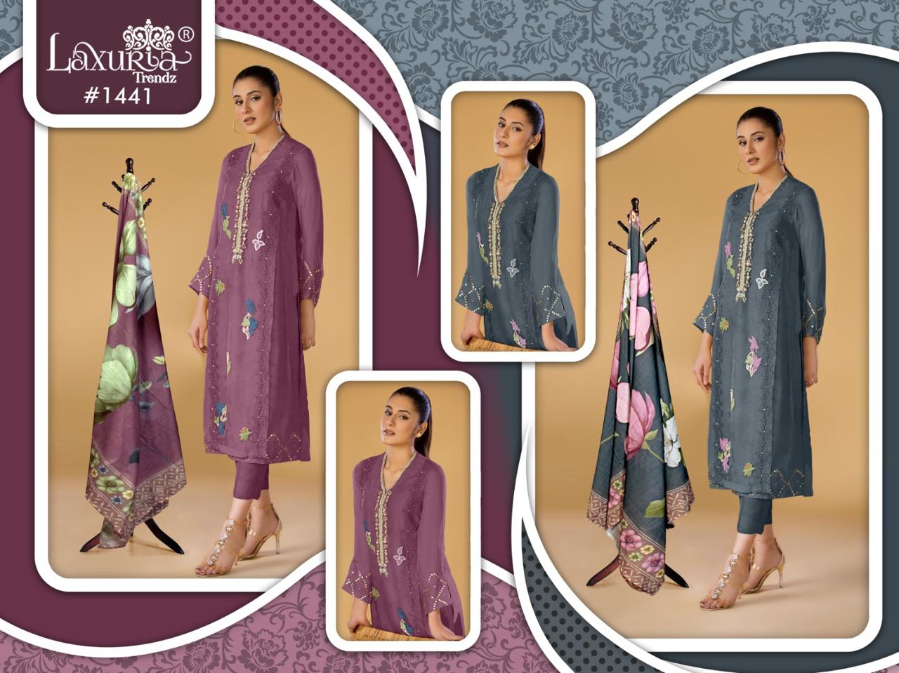 1441 Laxuria Trendz Faux Georgette Pakistani Readymade Suits Supplier Gujarat