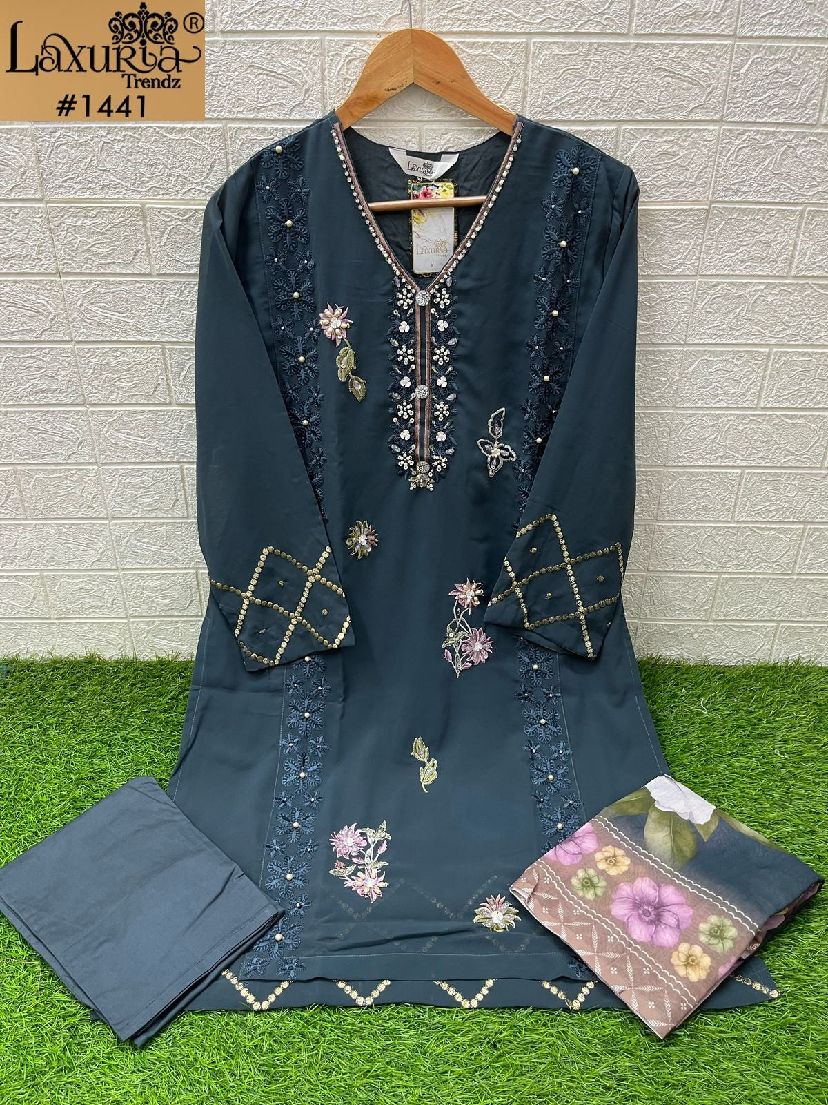 1441 Laxuria Trendz Faux Georgette Pakistani Readymade Suits Supplier Gujarat