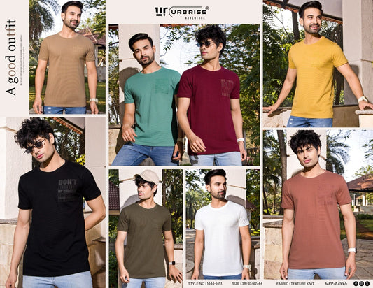 1444-1451 Urbanrise Jacquard Mens Tshirts Exporter Gujarat