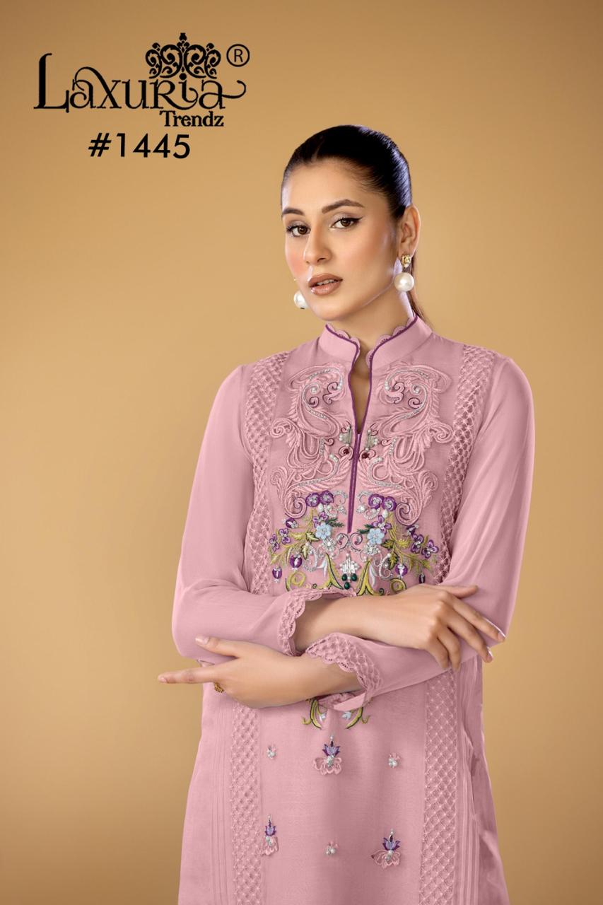 1445 Laxuria Trendz Faux Georgette Pakistani Readymade Suits Wholesale Price
