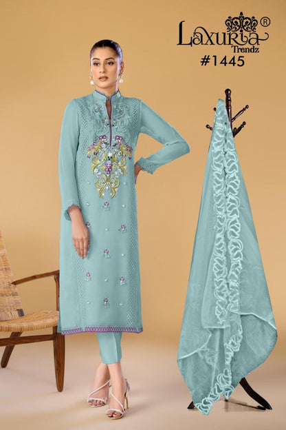 1445 Laxuria Trendz Faux Georgette Pakistani Readymade Suits Wholesale Price