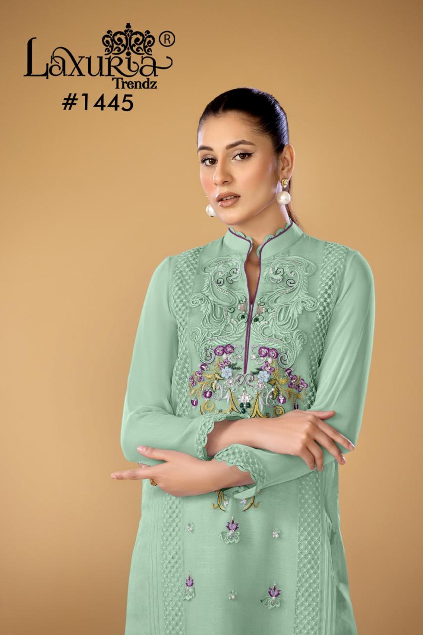 1445 Laxuria Trendz Faux Georgette Pakistani Readymade Suits Wholesale Price