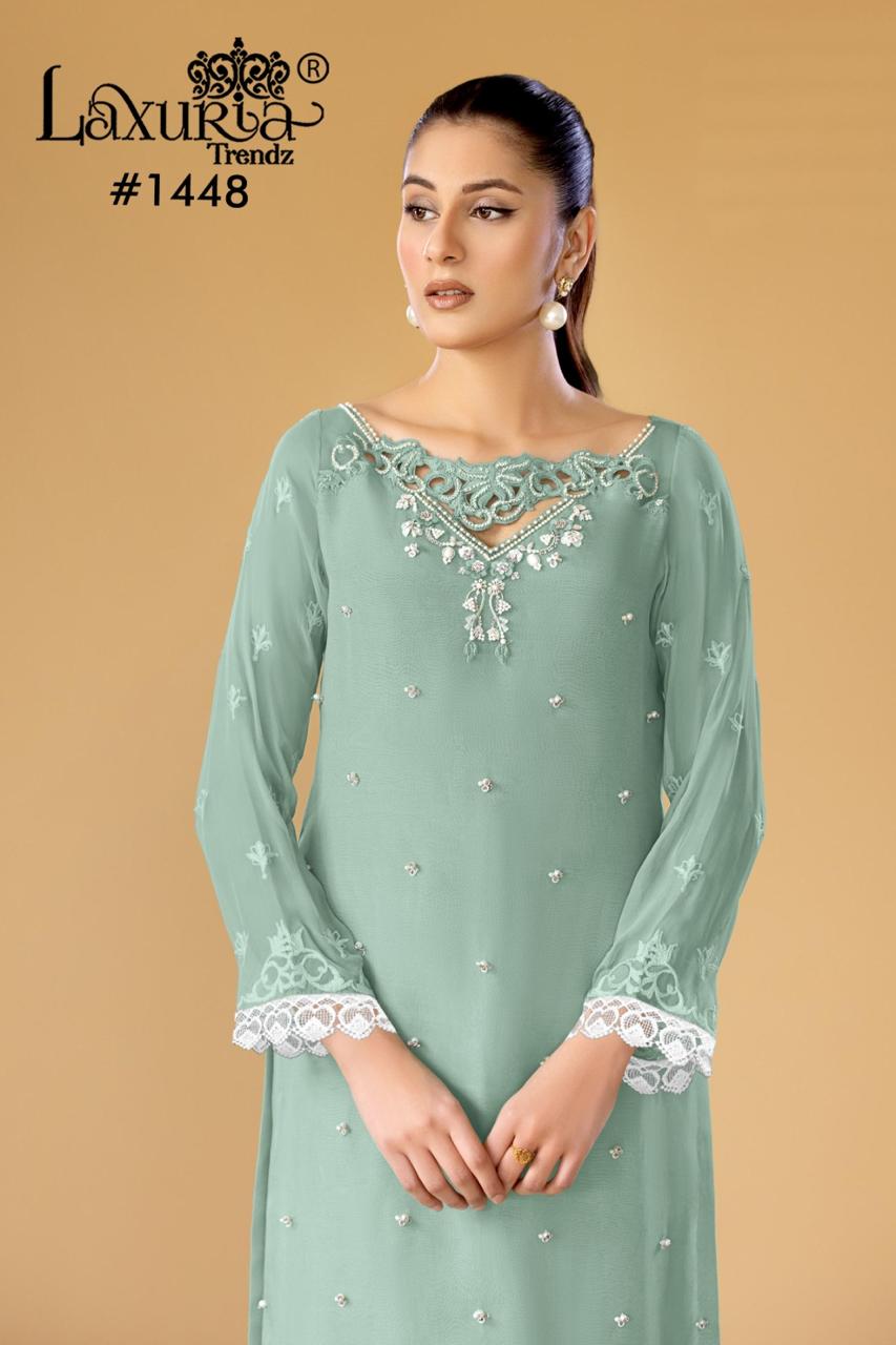 1448 Laxuria Trendz Faux Georgette Pakistani Readymade Suits Supplier Gujarat