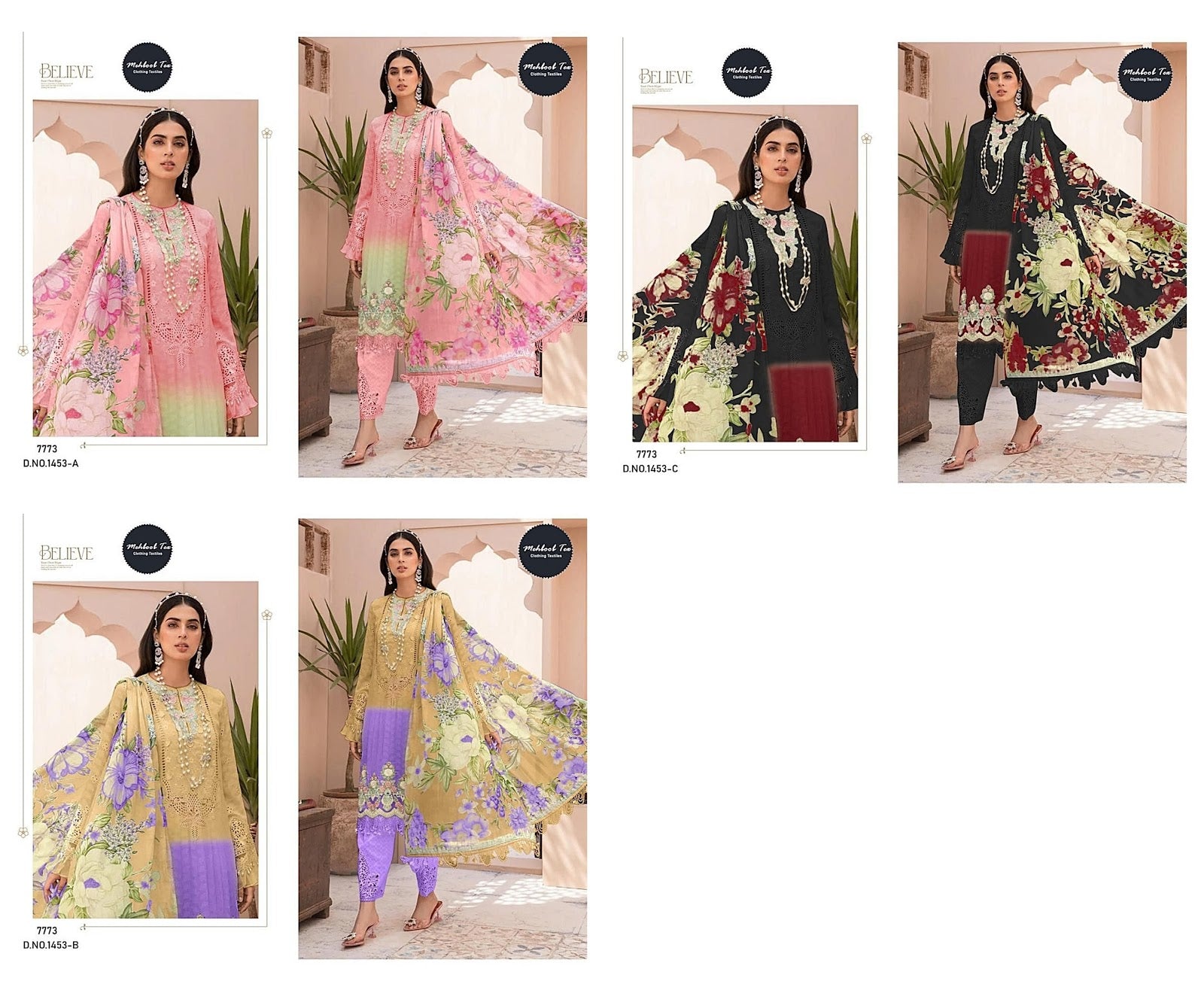 1453Abc Mehboob Tex Pakistani Patch Work Suits Manufacturer