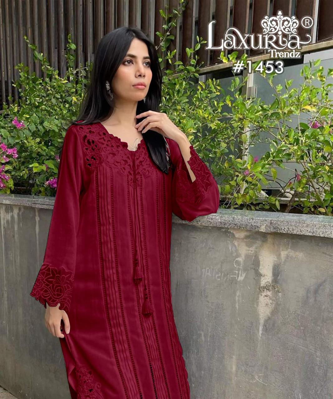 1453 Laxuria Trendz Slub Pakistani Readymade Suits Wholesaler Ahmedabad