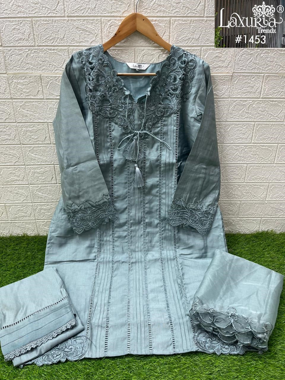 1453 New Colours Laxuria Trendz Slub Pakistani Readymade Suits Wholesale