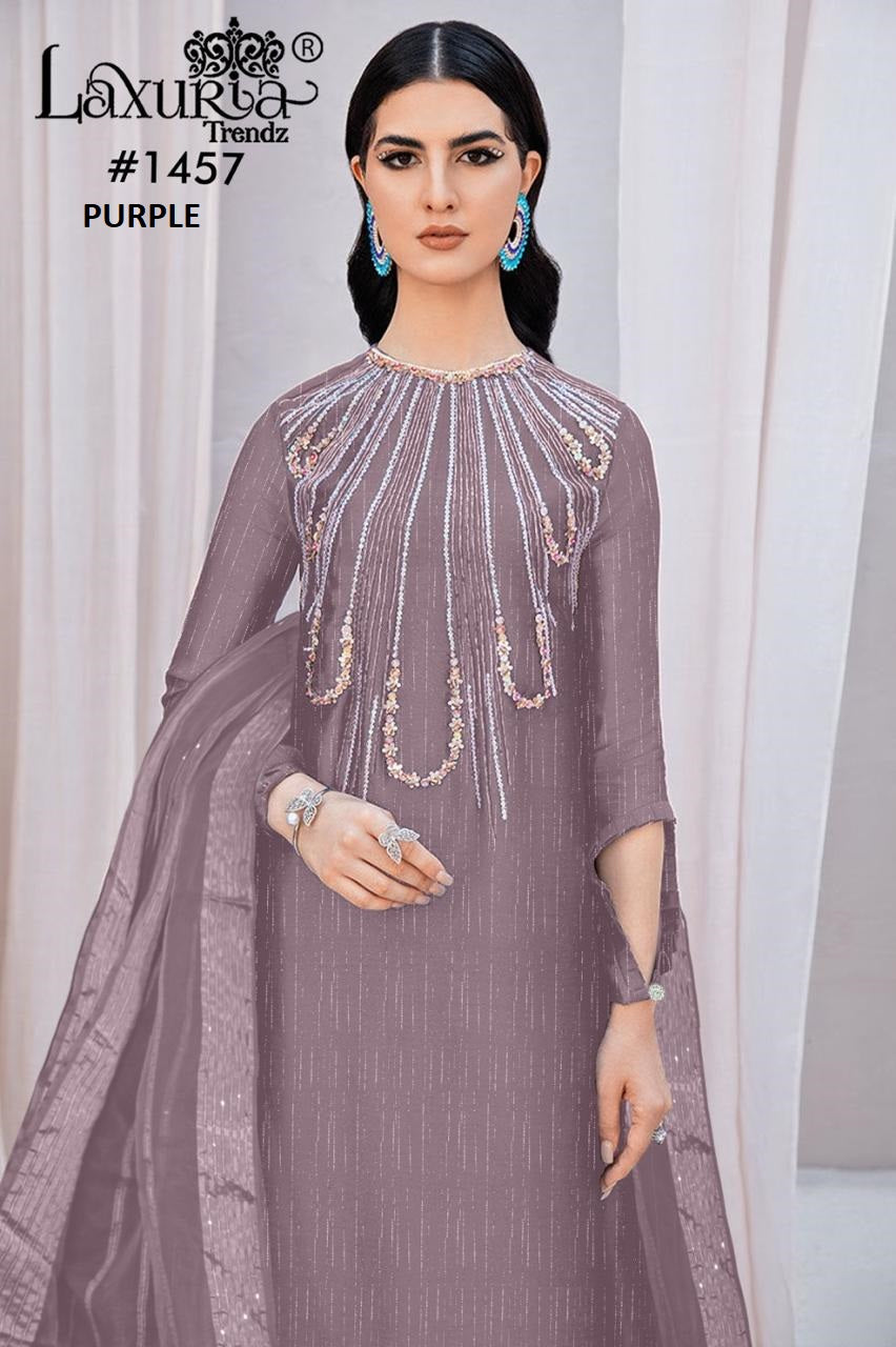 1457 New Colours Laxuria Trendz Burberry Pakistani Readymade Suits Wholesaler India