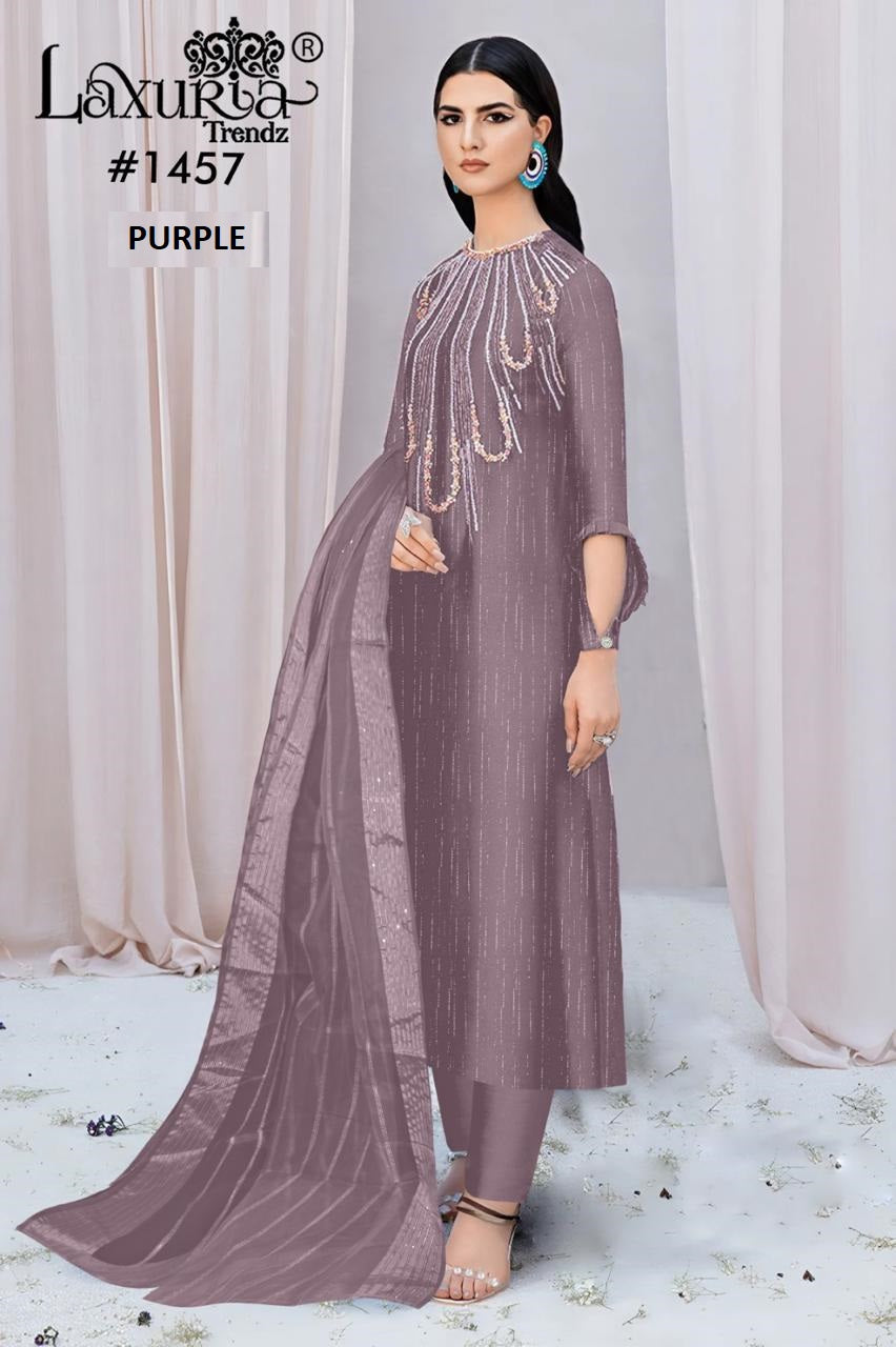 1457 New Colours Laxuria Trendz Burberry Pakistani Readymade Suits Wholesaler India
