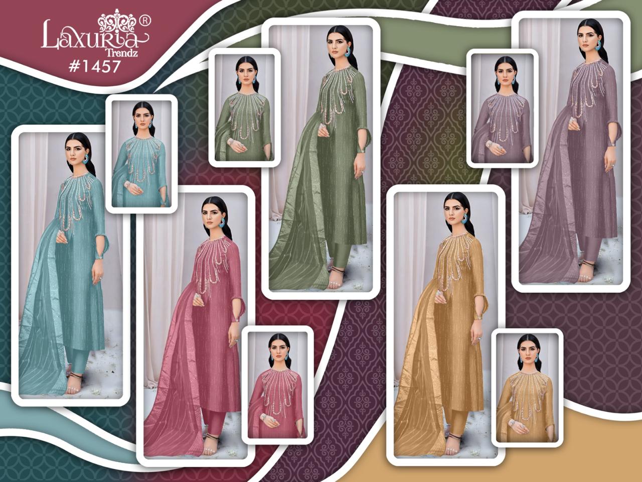 1457 New Colours Laxuria Trendz Burberry Pakistani Readymade Suits Wholesaler India