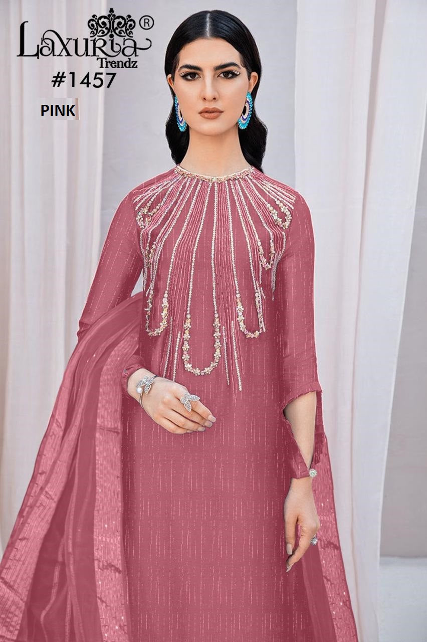 1457 New Colours Laxuria Trendz Burberry Pakistani Readymade Suits Wholesaler India