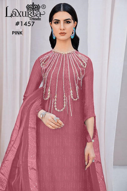 1457 New Colours Laxuria Trendz Burberry Pakistani Readymade Suits Wholesaler India
