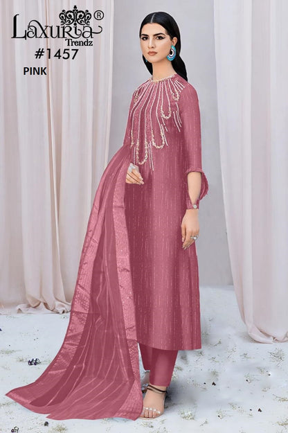 1457 New Colours Laxuria Trendz Burberry Pakistani Readymade Suits Wholesaler India