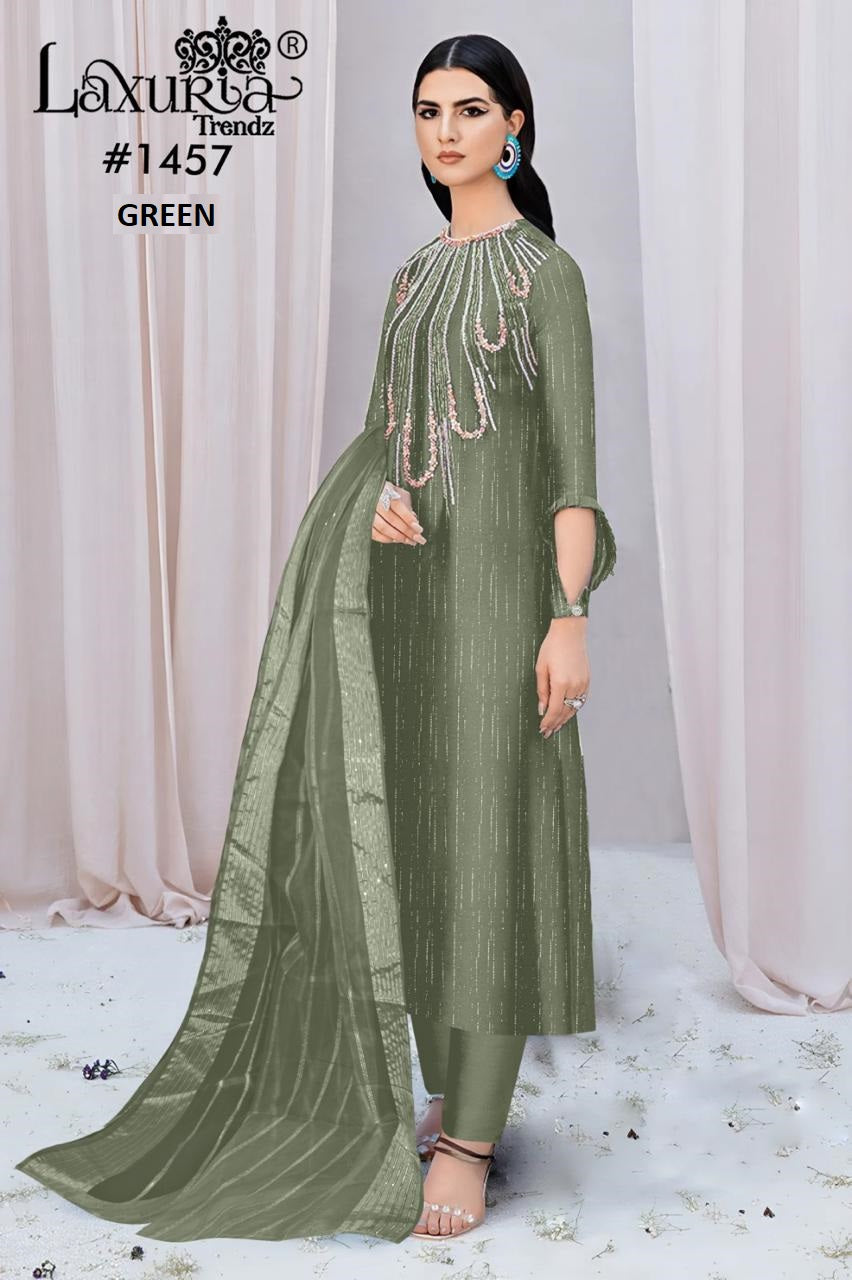 1457 New Colours Laxuria Trendz Burberry Pakistani Readymade Suits Wholesaler India