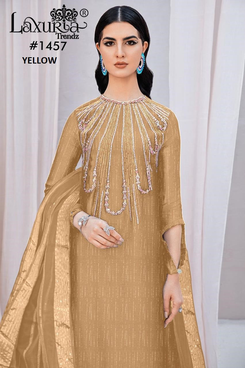 1457 New Colours Laxuria Trendz Burberry Pakistani Readymade Suits Wholesaler India