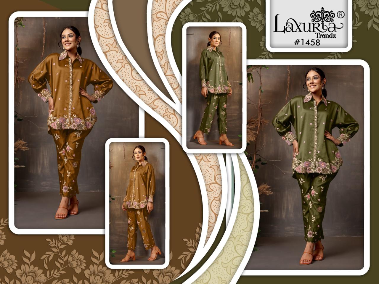1458 Laxuria Trendz Jaam Satin Co Ord Set Exporter Gujarat
