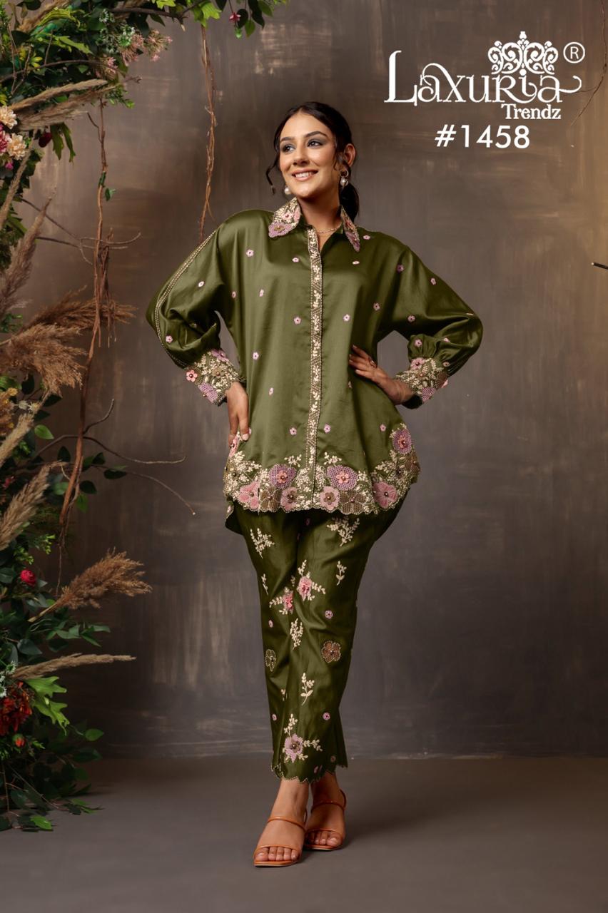 1458 Laxuria Trendz Jaam Satin Co Ord Set Exporter Gujarat