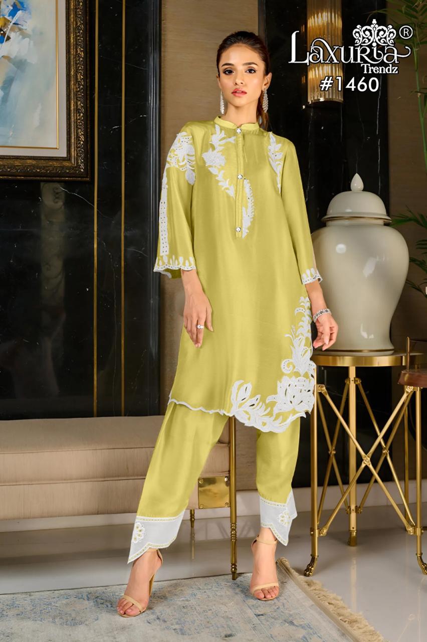 1460 New Colour Laxuria Trendz Pure French Co Ord Set Wholesaler Ahmedabad