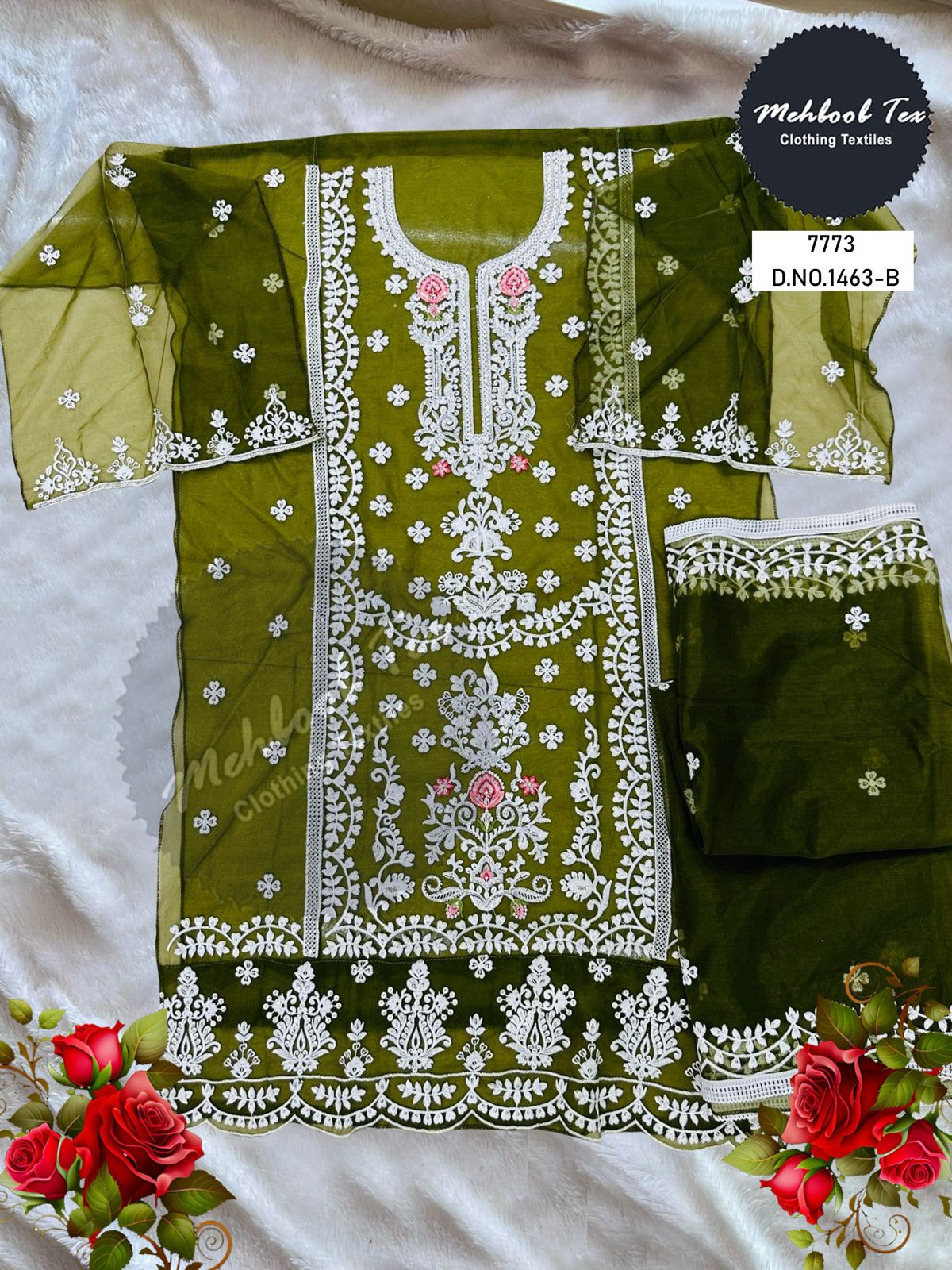 1463Abcd Mehboob Tex Organza Pakistani Salwar Suits Supplier India