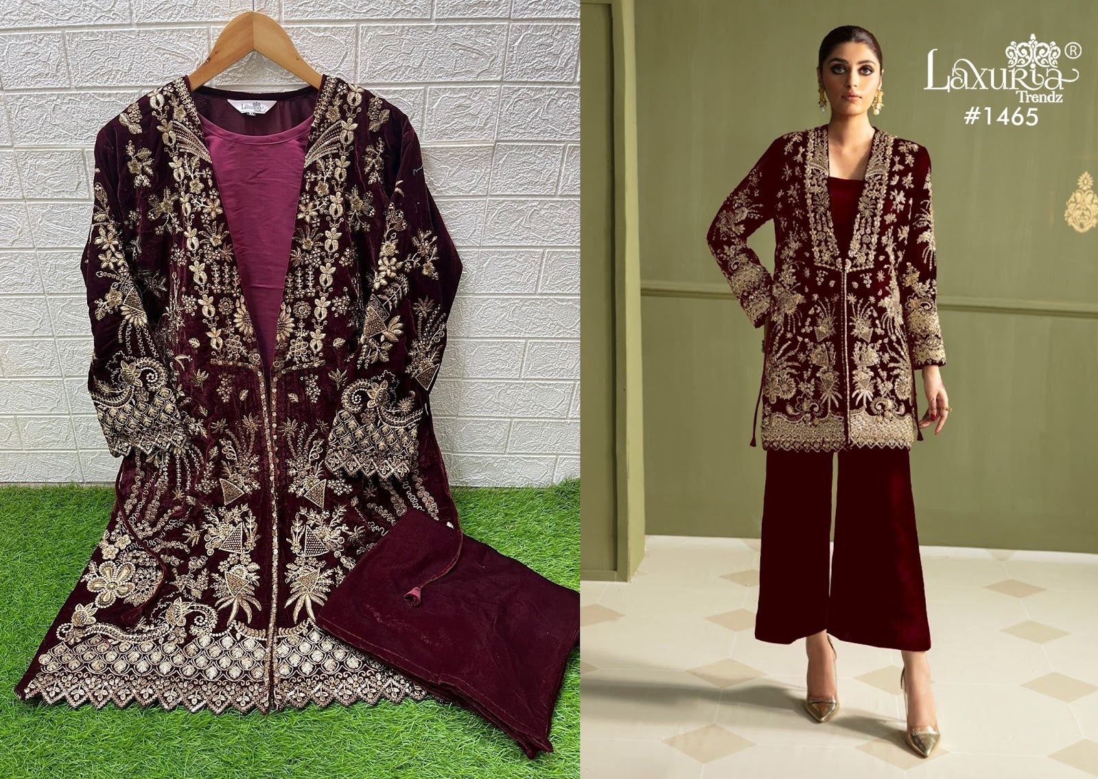 1465 Velvet Laxuria Trendz Co Ord Set Wholesaler India