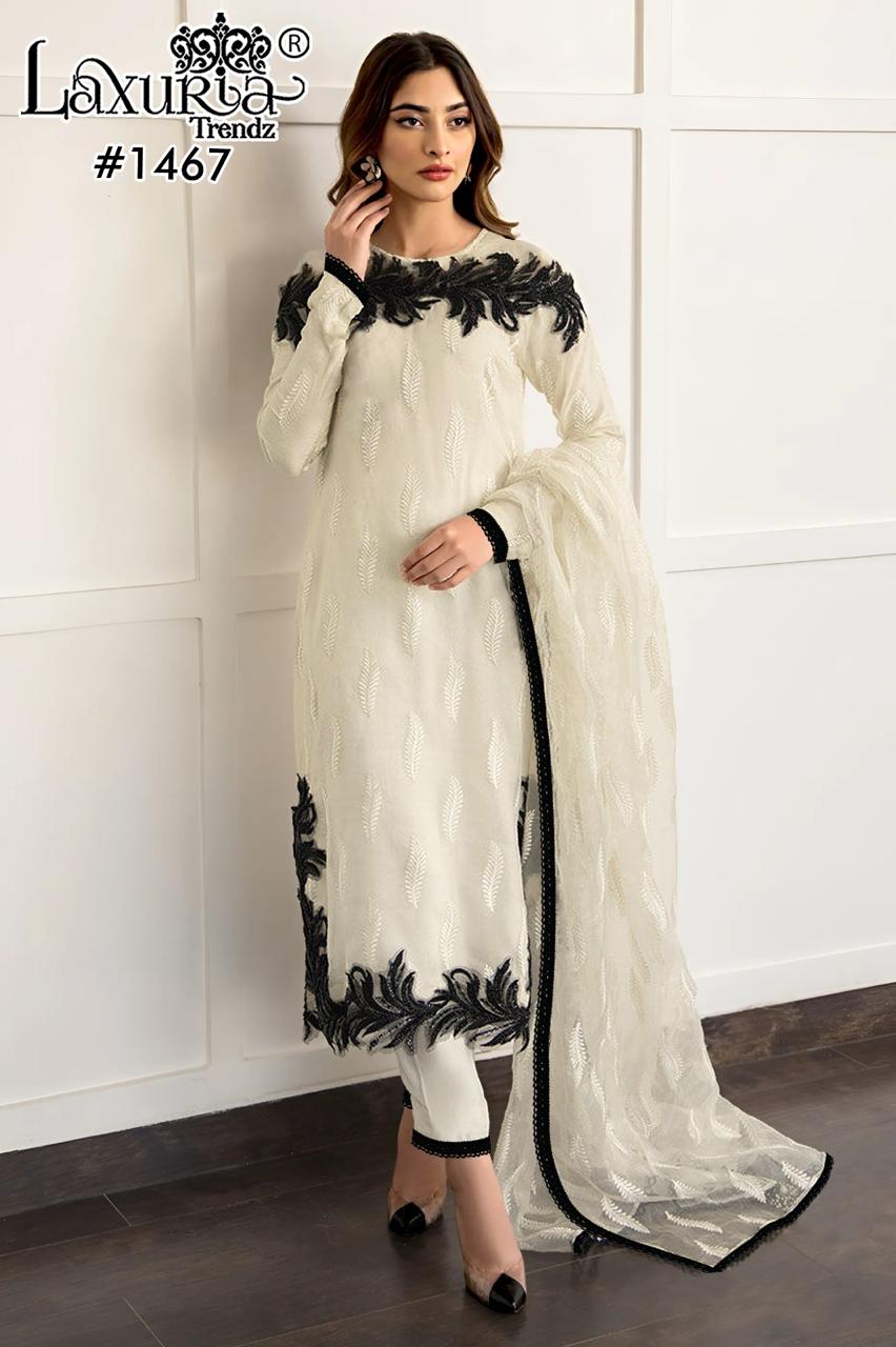 1467 Laxuria Trendz Fox Georgette Pakistani Readymade Suits Exporter India