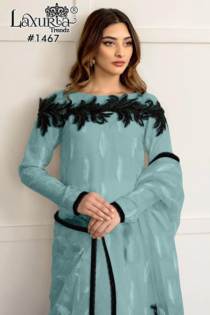 1467 Laxuria Trendz Fox Georgette Pakistani Readymade Suits Exporter India