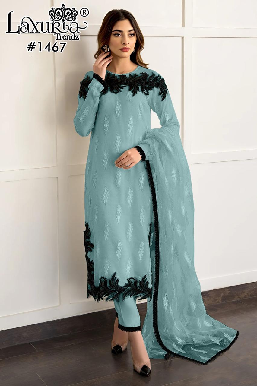 1467 Laxuria Trendz Fox Georgette Pakistani Readymade Suits Exporter India