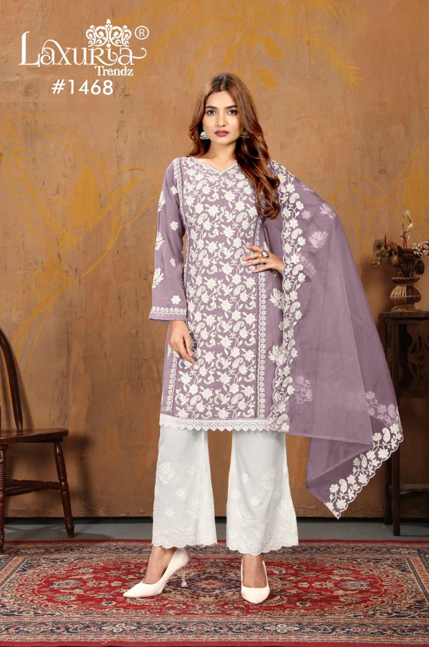 1468 Laxuria Trendz Faux Georgette Pakistani Readymade Suits Exporter