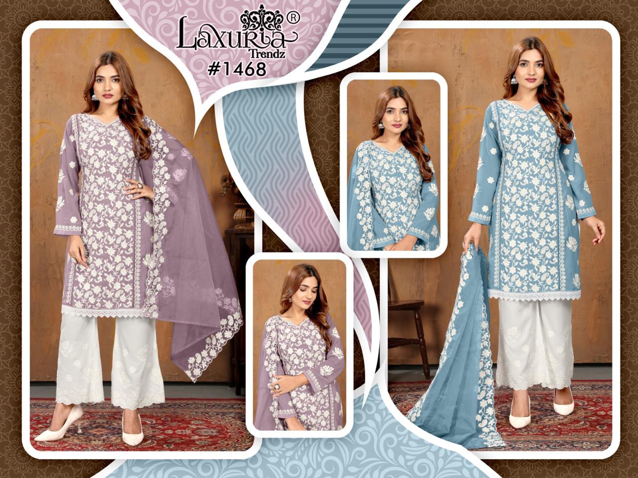 1468 Laxuria Trendz Faux Georgette Pakistani Readymade Suits Exporter