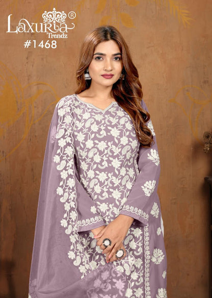 1468 Laxuria Trendz Faux Georgette Pakistani Readymade Suits Exporter