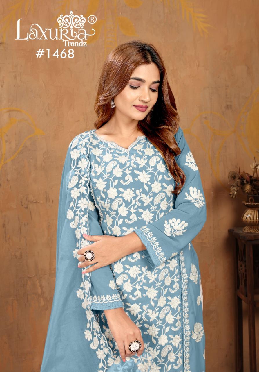 1468 Laxuria Trendz Faux Georgette Pakistani Readymade Suits Exporter