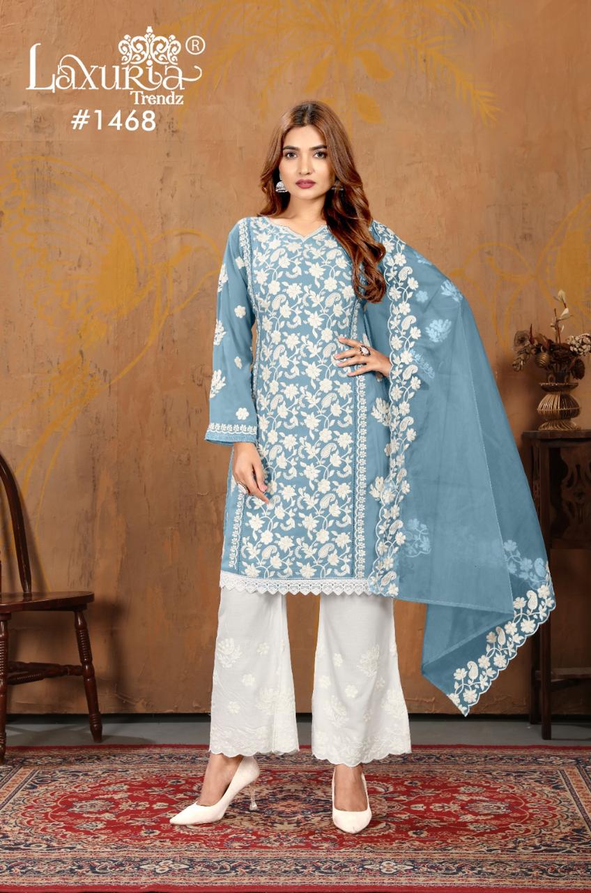 1468 Laxuria Trendz Faux Georgette Pakistani Readymade Suits Exporter