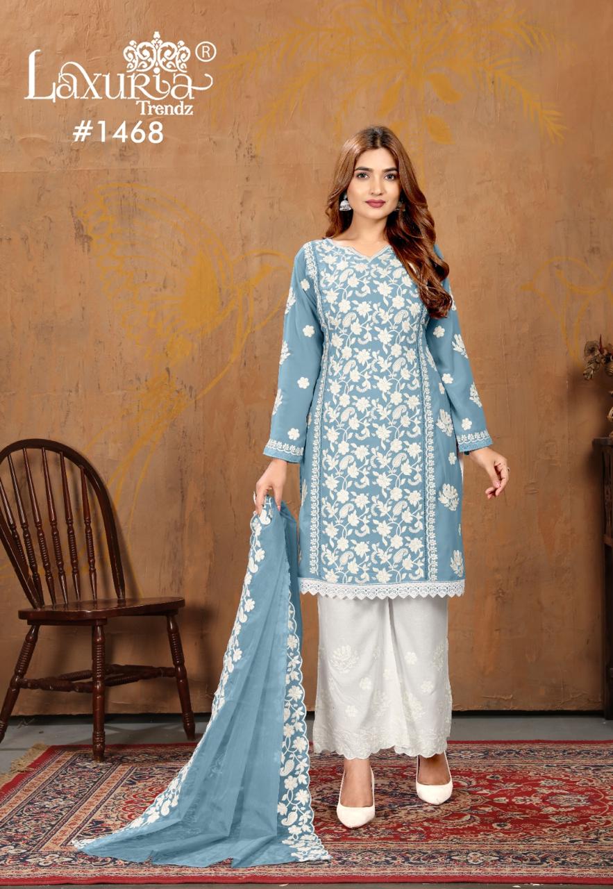 1468 Laxuria Trendz Faux Georgette Pakistani Readymade Suits Exporter