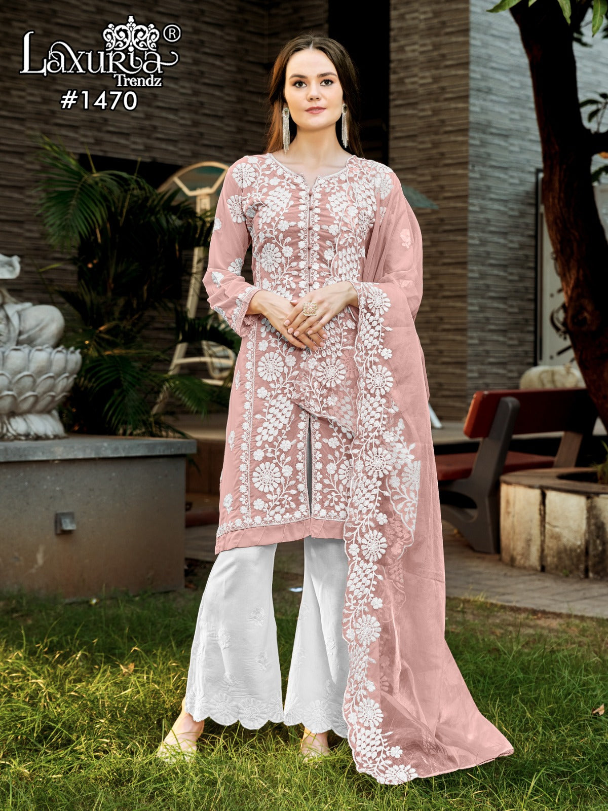 1470 Laxuria Trendz Faux Georgette Pakistani Readymade Suits Wholesaler India