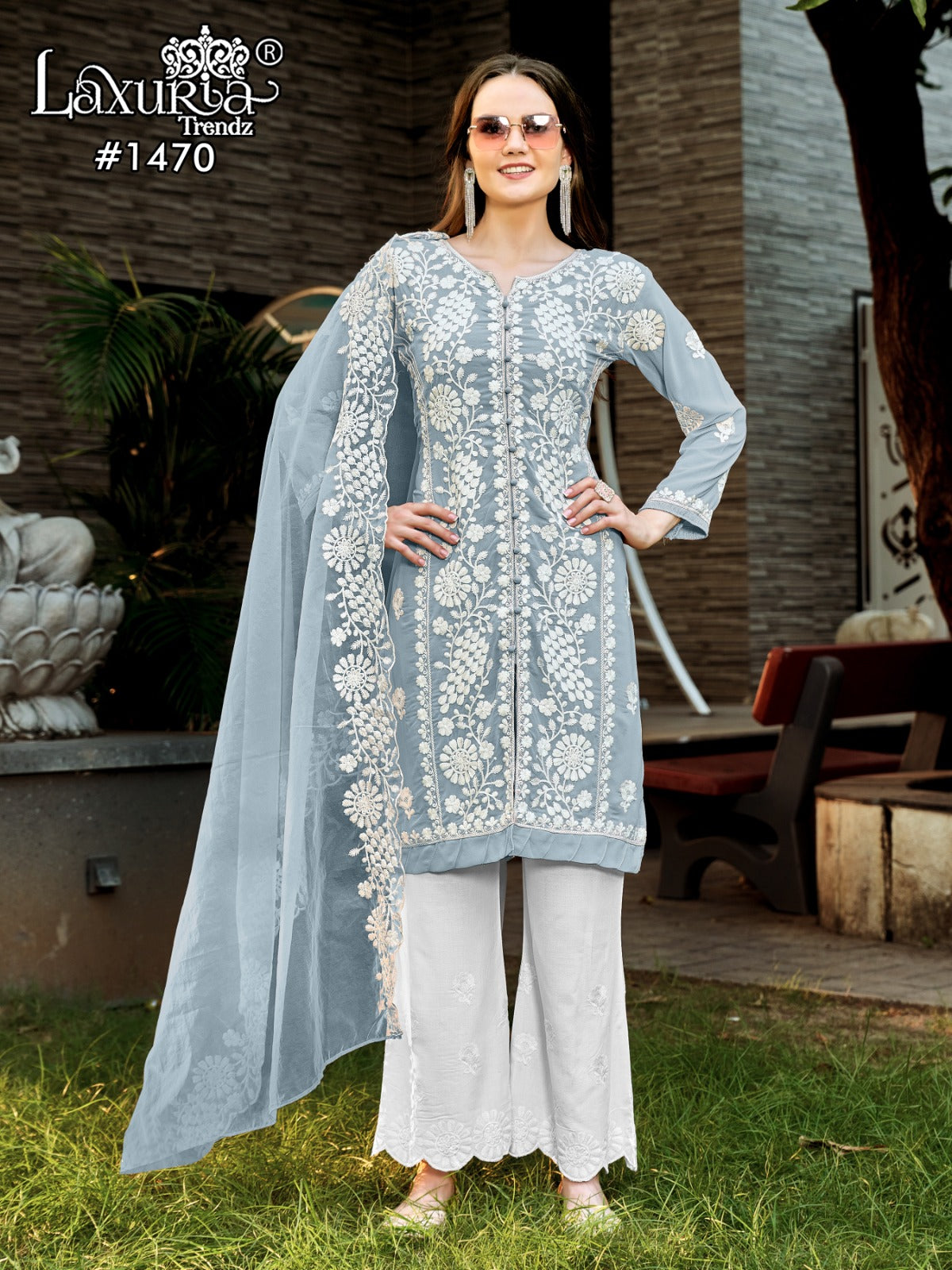 1470 Laxuria Trendz Faux Georgette Pakistani Readymade Suits Wholesaler India