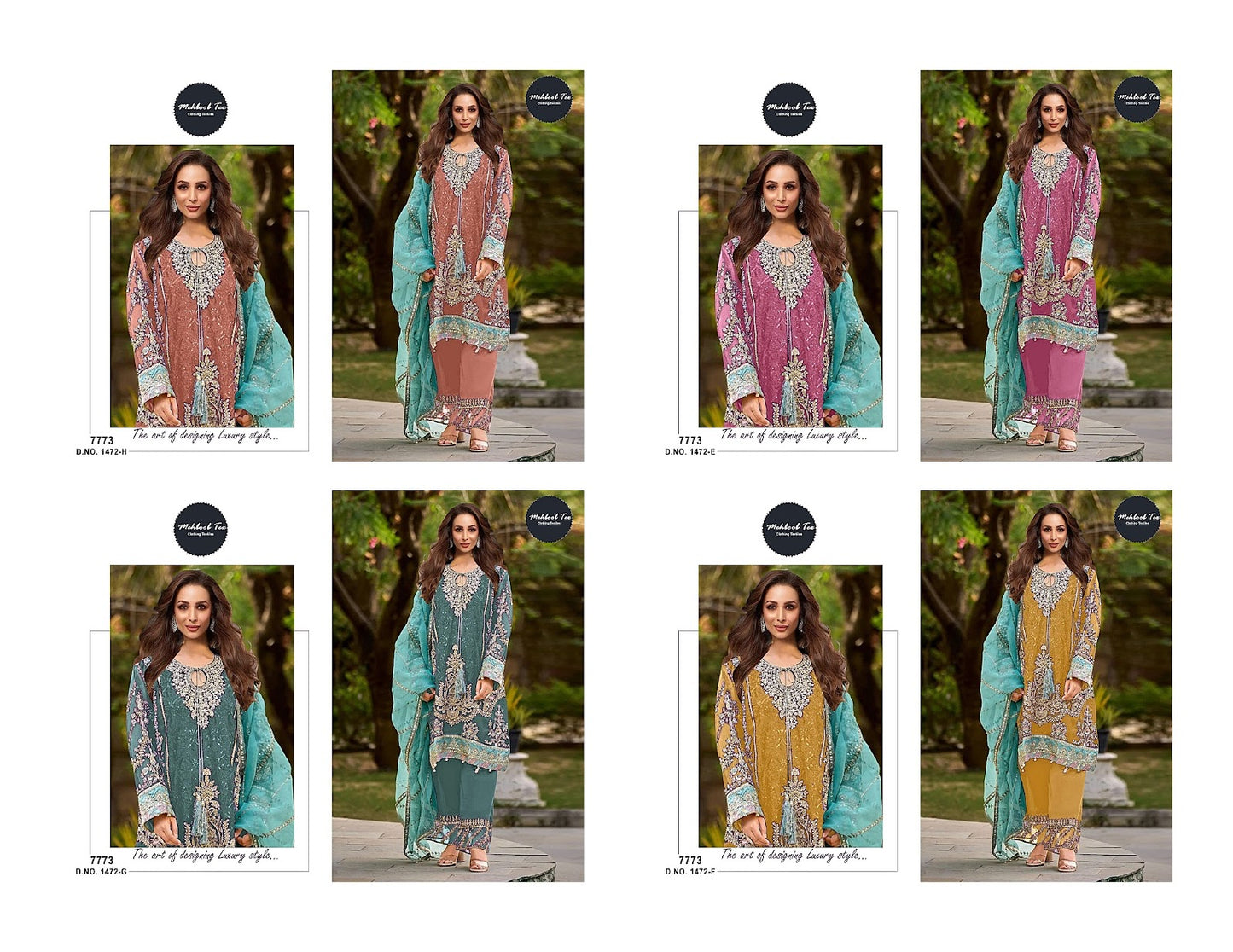 1472Efgh Mehboob Tex Organza Pakistani Salwar Suits Wholesaler Gujarat