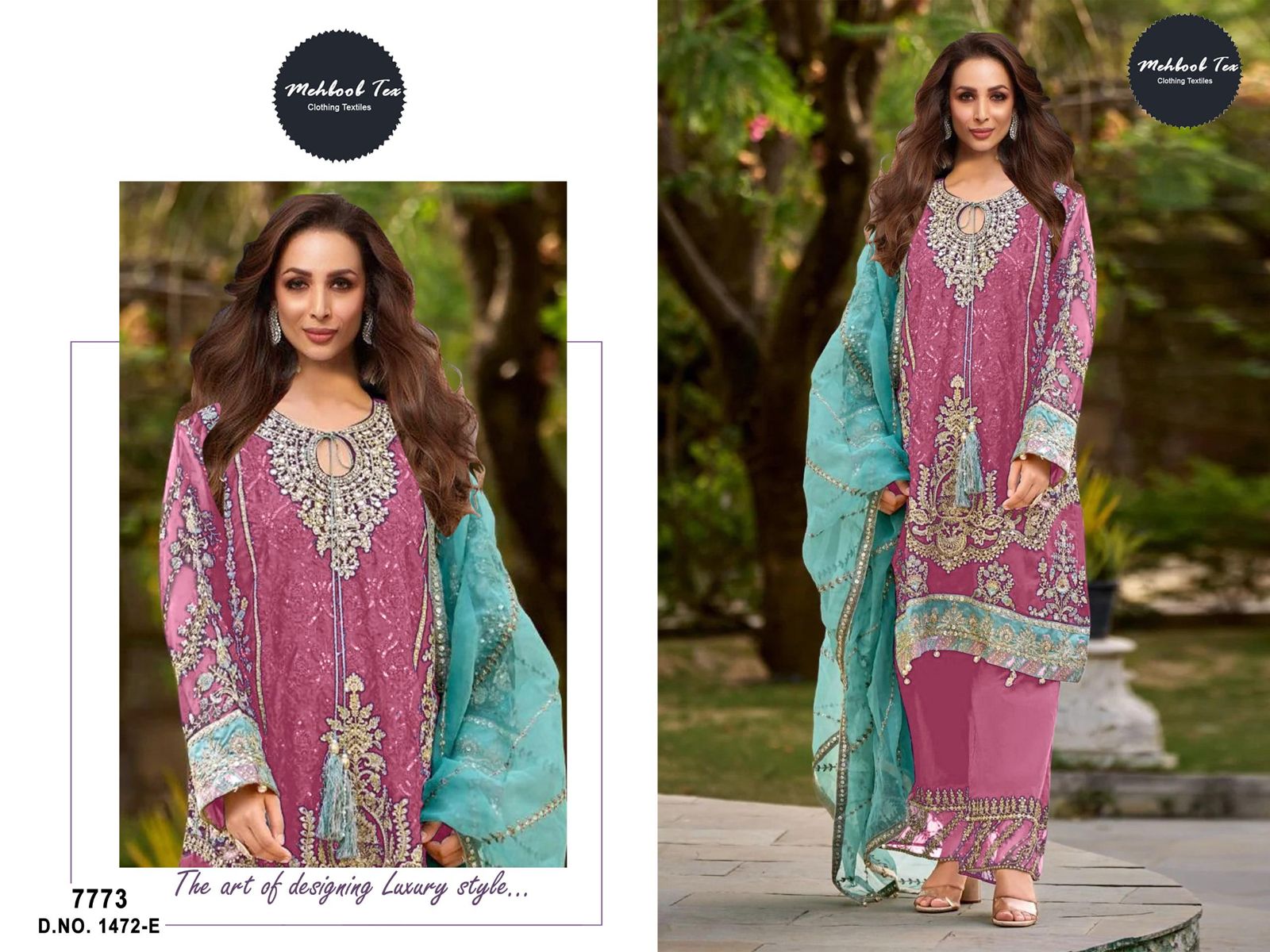 1472Efgh Mehboob Tex Organza Pakistani Salwar Suits Wholesaler Gujarat