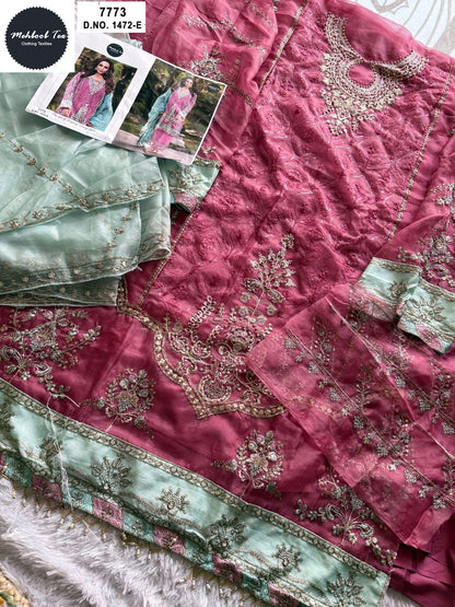 1472Efgh Mehboob Tex Organza Pakistani Salwar Suits Wholesaler Gujarat