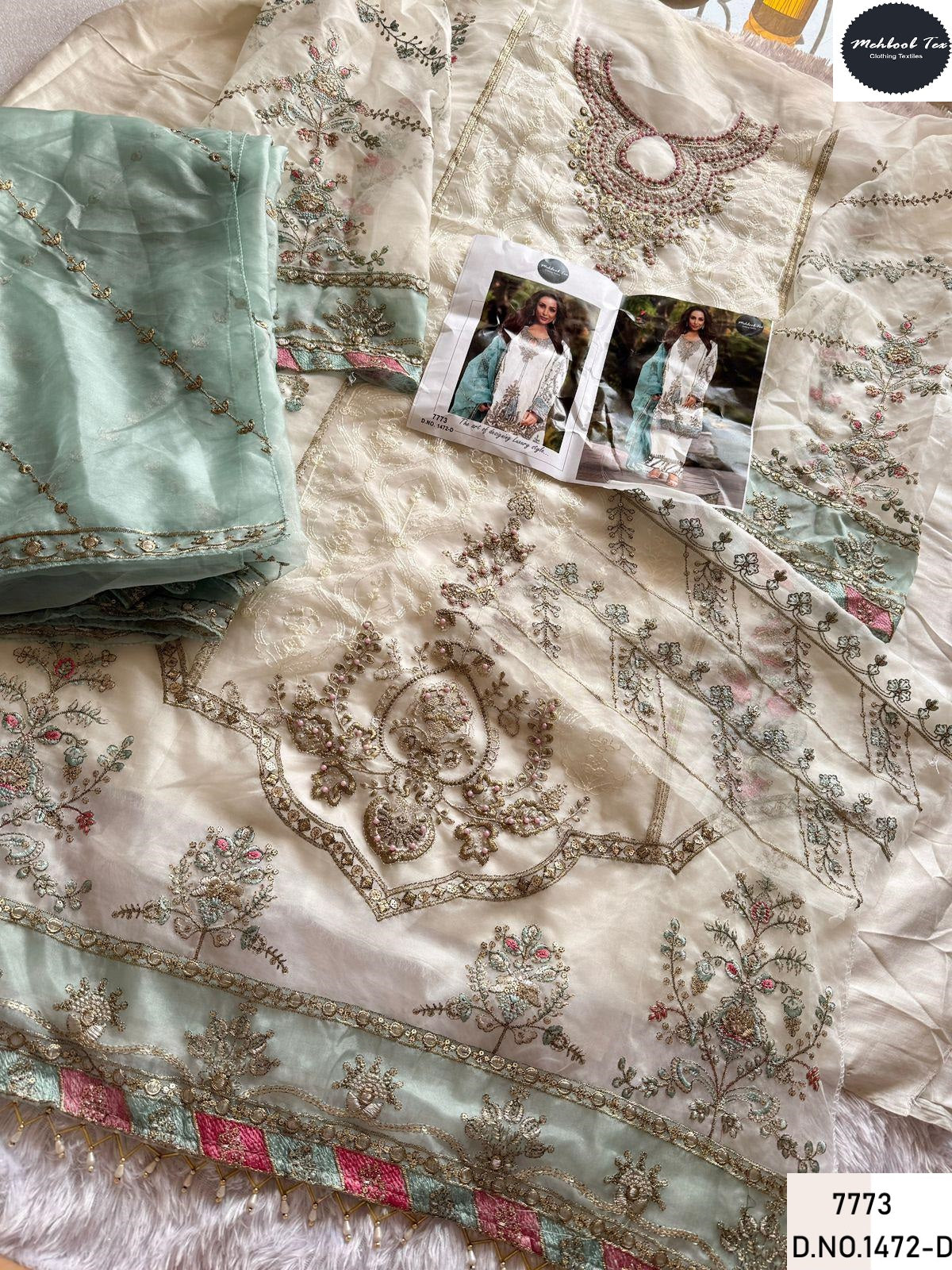 1472Abcd New Colours Mehboob Tex Organza Pakistani Salwar Suits Wholesale