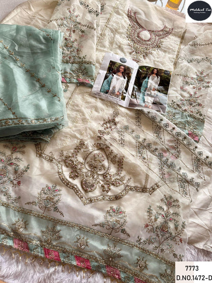 1472Abcd New Colours Mehboob Tex Organza Pakistani Salwar Suits Wholesale