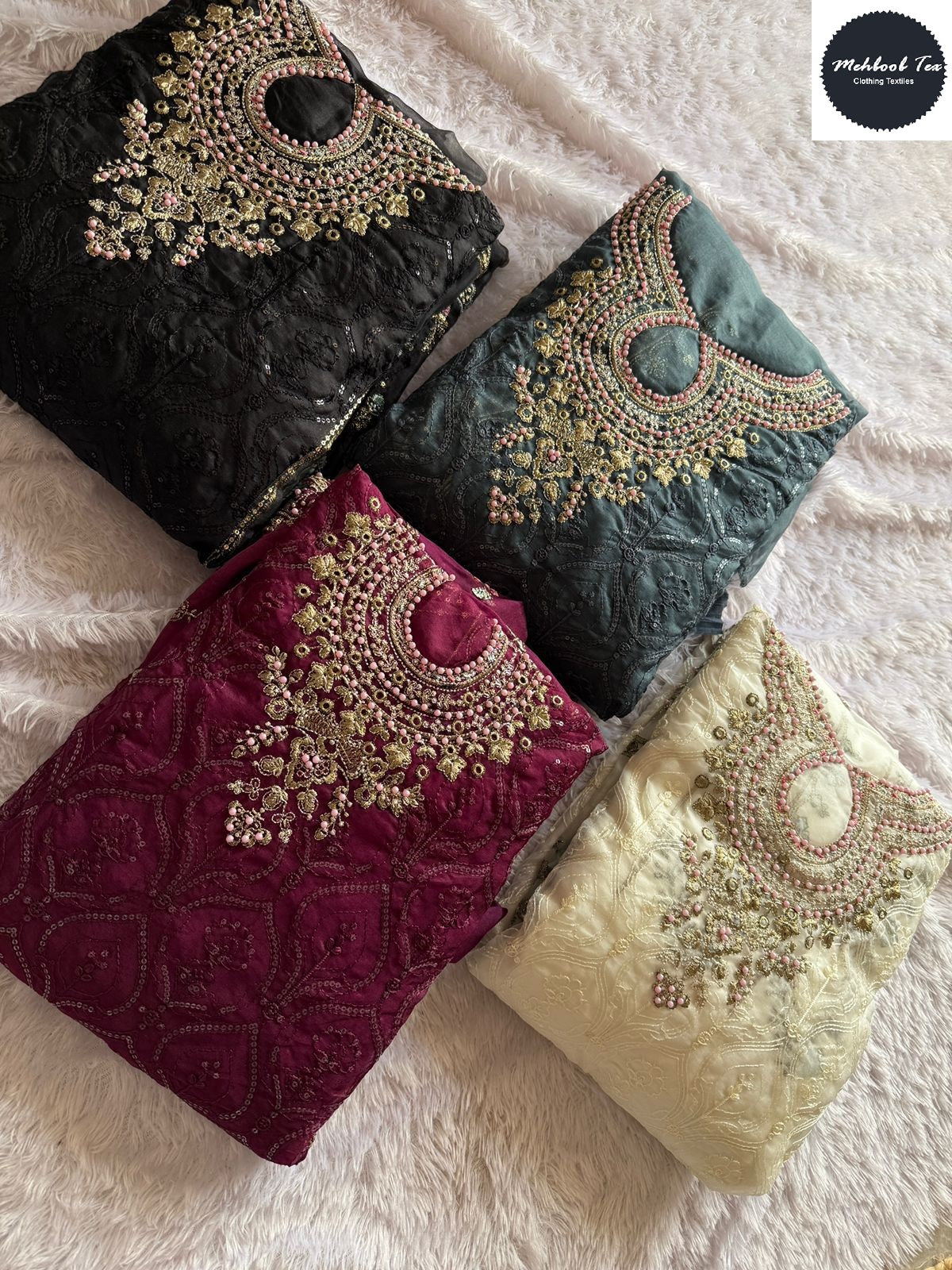 1472Abcd New Colours Mehboob Tex Organza Pakistani Salwar Suits Wholesale