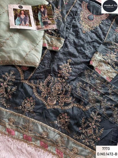 1472Abcd New Colours Mehboob Tex Organza Pakistani Salwar Suits Wholesale