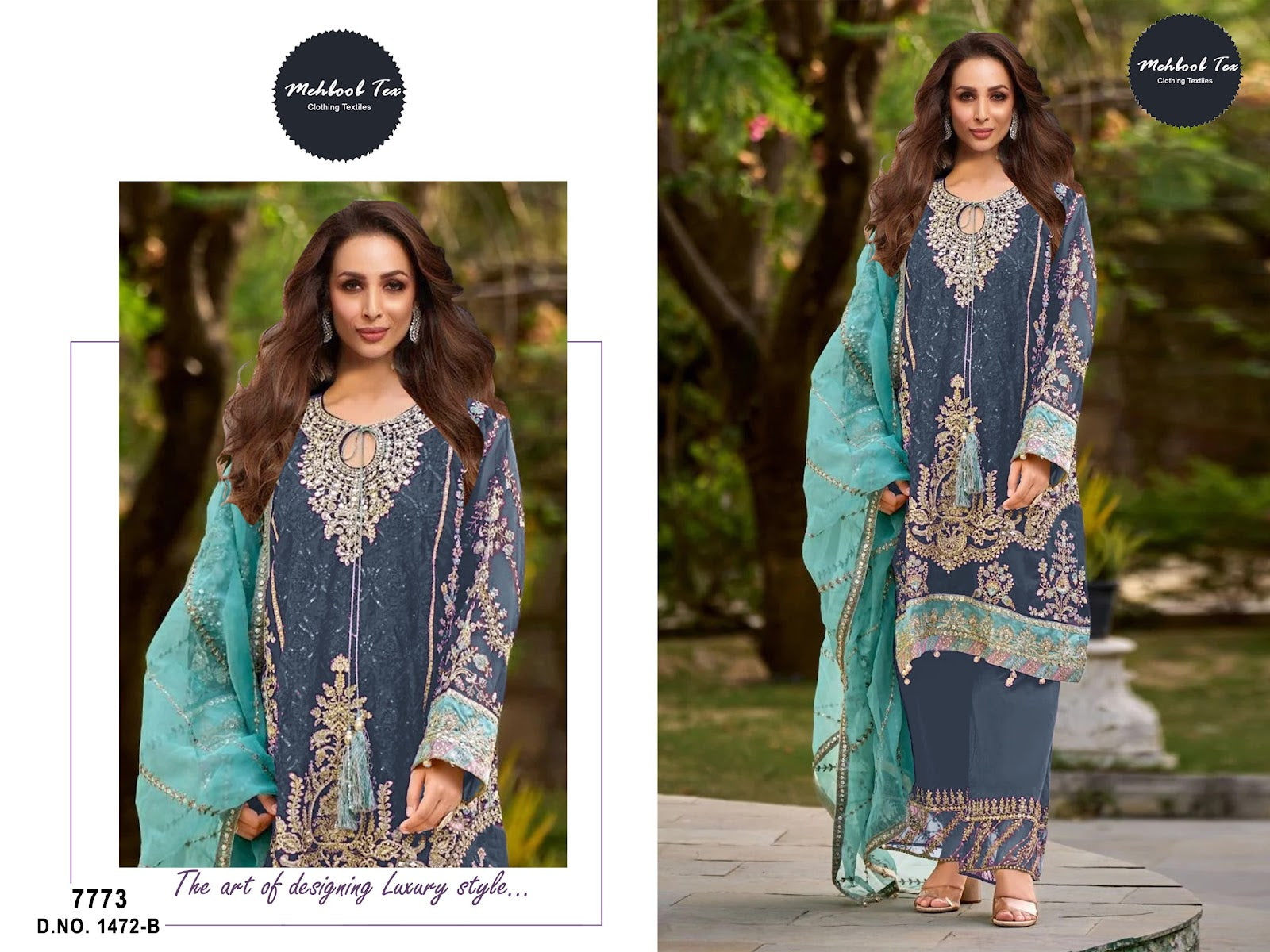 1472Abcd New Colours Mehboob Tex Organza Pakistani Salwar Suits Wholesale