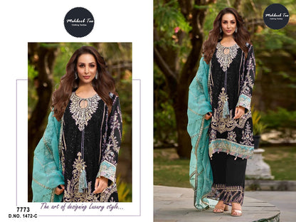 1472Abcd New Colours Mehboob Tex Organza Pakistani Salwar Suits Wholesale