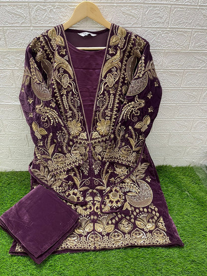1474 Laxuria Trendz Velvet Co Ord Set Exporter Ahmedabad