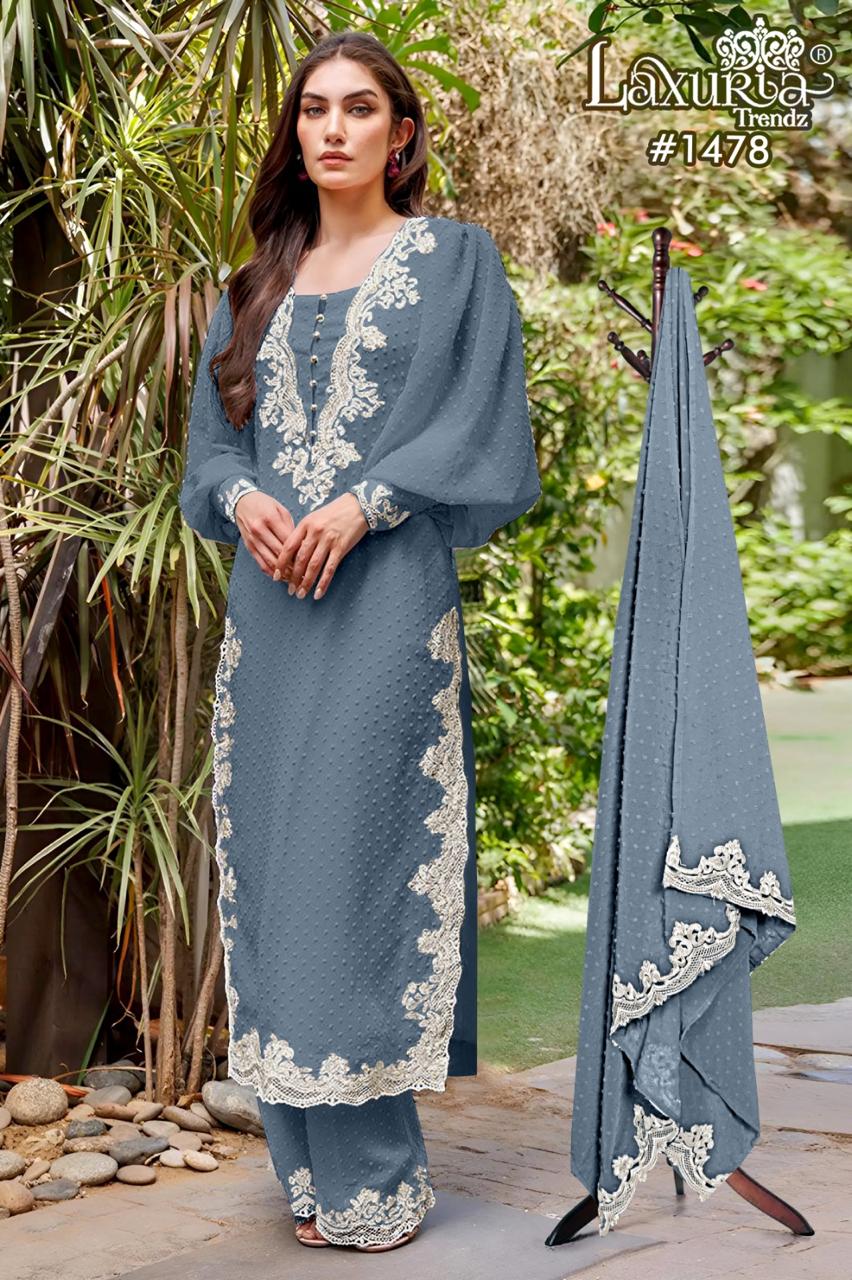 1478 New Colours Laxuria Trendz Marble Pakistani Readymade Suits Exporter