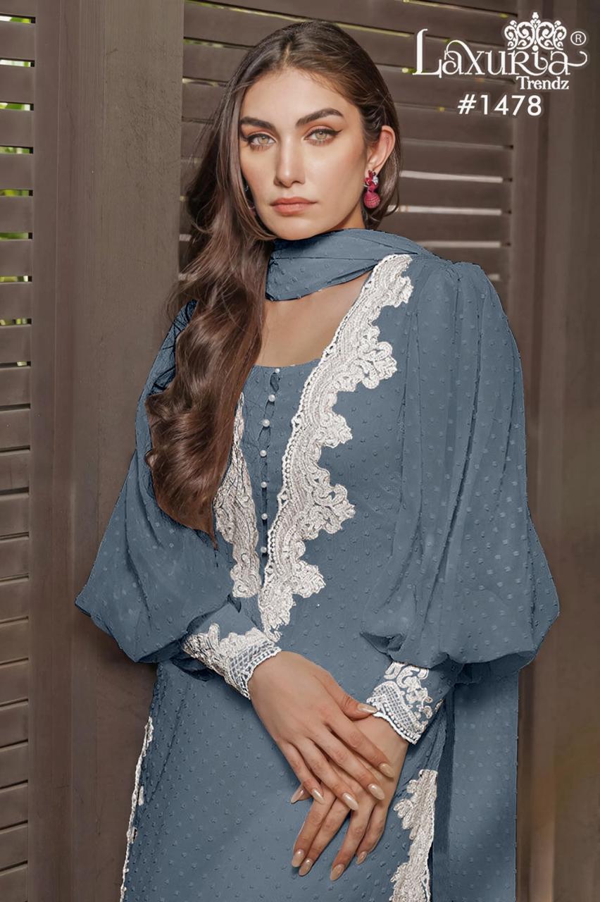 1478 New Colours Laxuria Trendz Marble Pakistani Readymade Suits Exporter