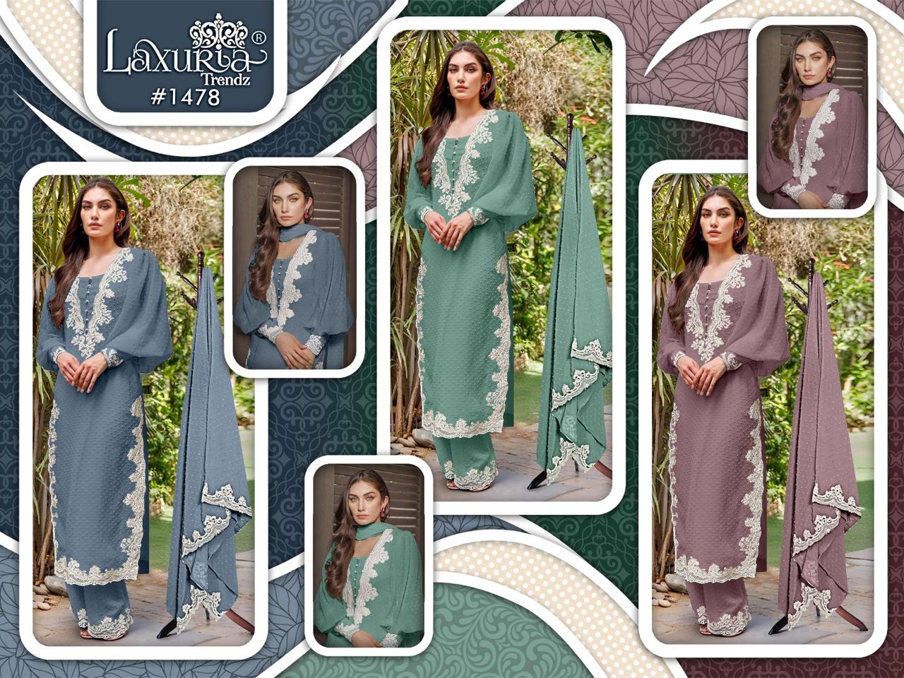 1478 New Colours Laxuria Trendz Marble Pakistani Readymade Suits Exporter