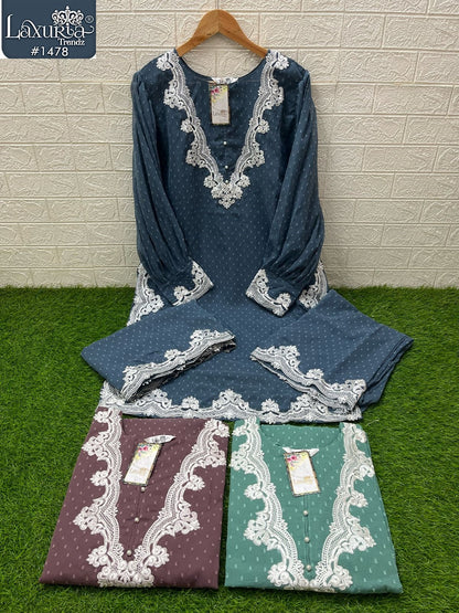 1478 New Colours Laxuria Trendz Marble Pakistani Readymade Suits Exporter