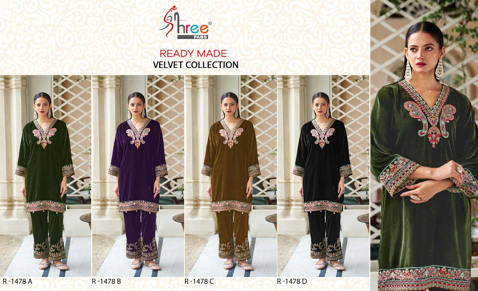 1478 Velvet Shree Fabs Co Ord Set Wholesale Price