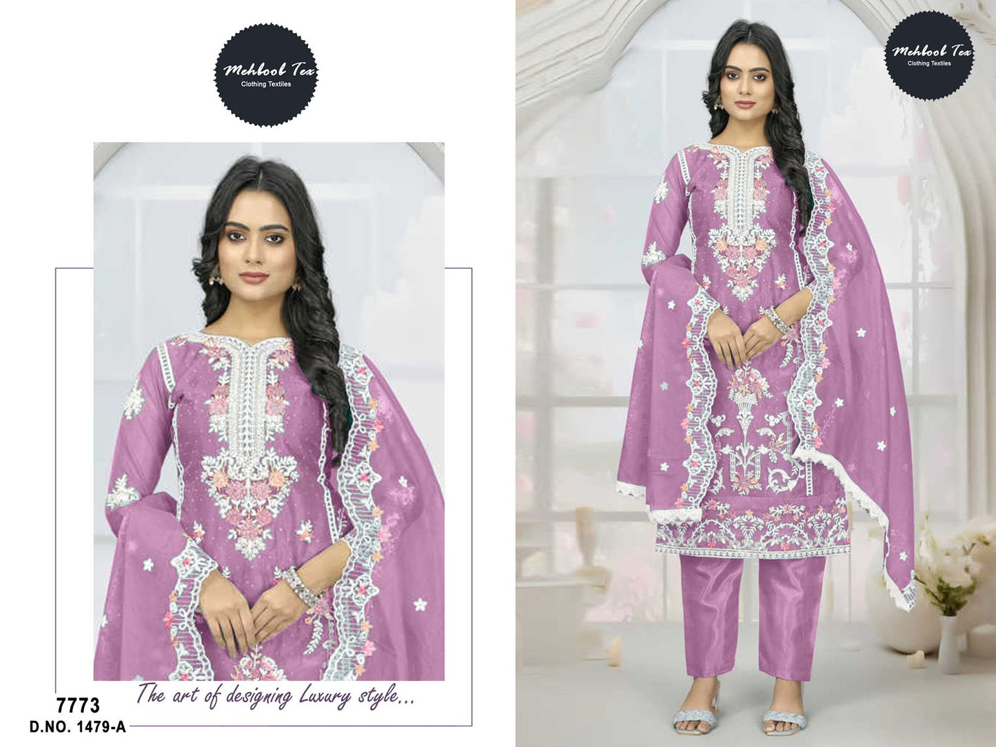 1479Abcd Mehboob Tex Organza Pakistani Salwar Suits Wholesaler Gujarat